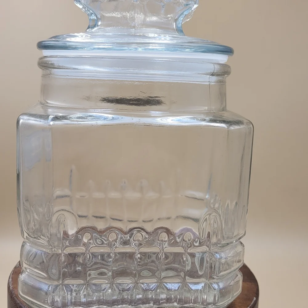 Vintage Koezes Clear Glass  Canister Apothecary Candy Jar with Lid 7